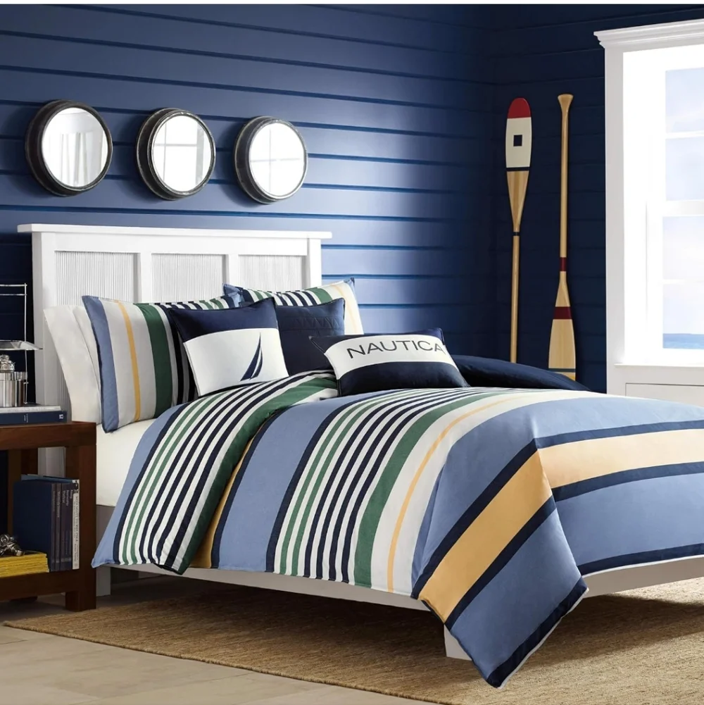 Nautica - Queen Comforter Set, Reversible Cotton Bedding with Matching Shams
